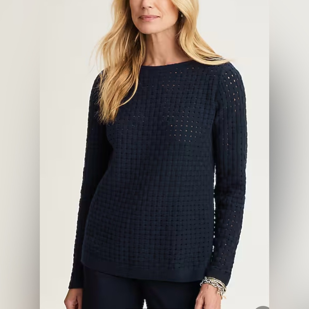 J Jill Textured Navy Sweater